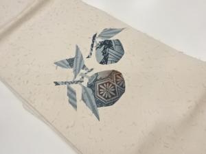 ひげ紬抽象果実模様名古屋帯